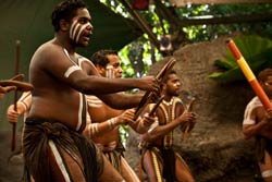 Aboriginal Australians dancing during visit